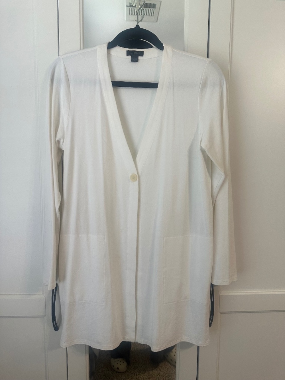 J. Jill Wearever Collection White One-Button Cardigan Sweater Size S